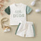 Children's Short Sleeve Color Contrast Patchwork English Printed T-shirt Suit