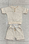 Three-color Short-sleeved Waffle Children's Suit