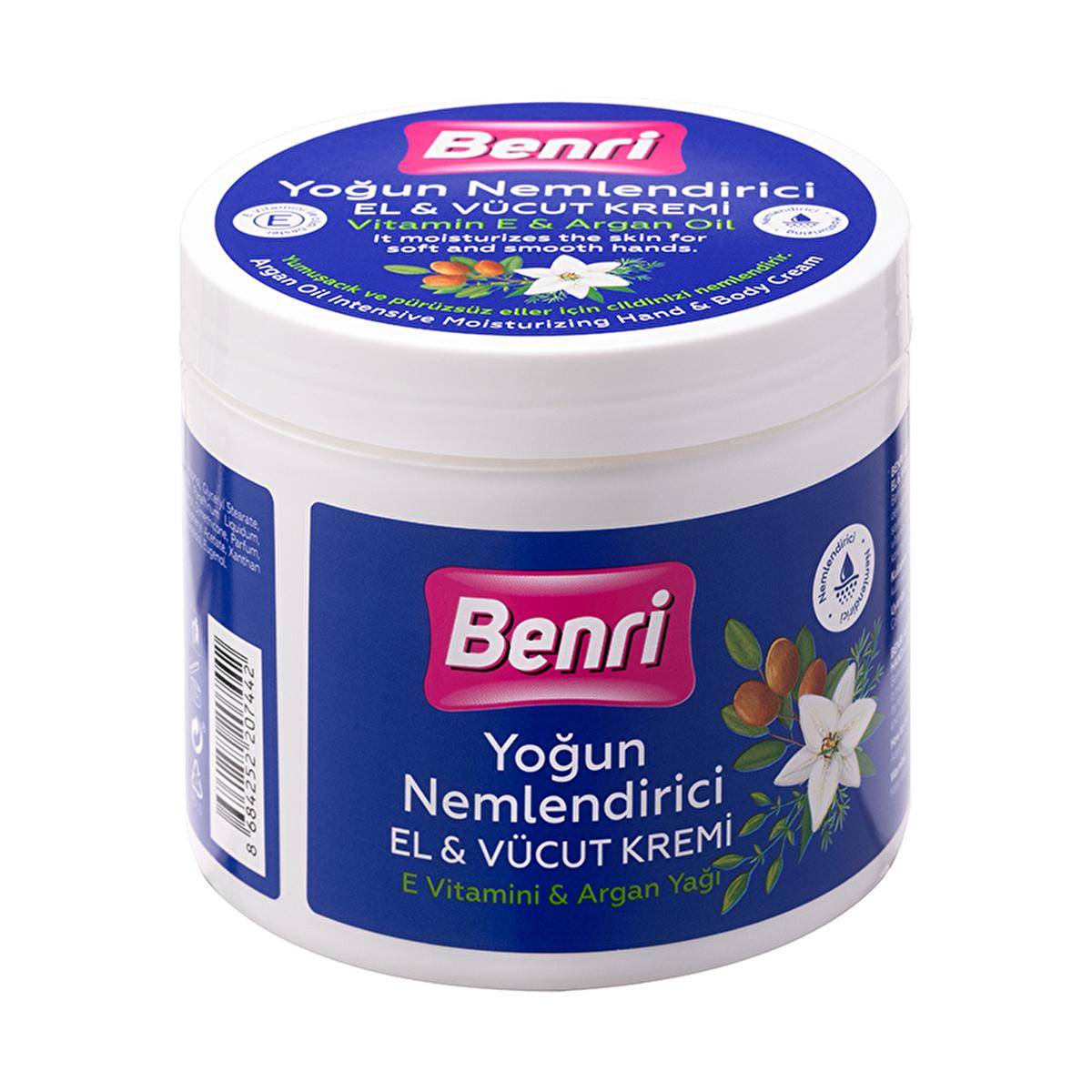 Benri Argan Oil Intensive Moisturizing Hand & Body Cream - 16.91 fl oz - Nourishing, Non-Greasy, Natural Skincare
