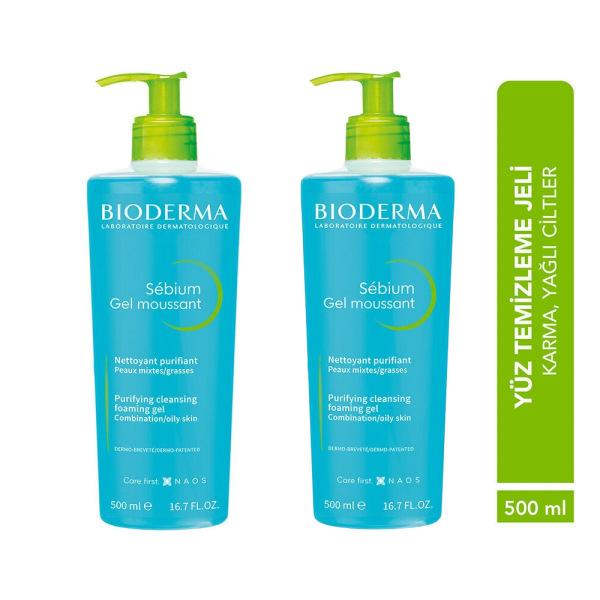 Bioderma Sebium Foaming Gel Facial Cleansing Gel for Combination & Oily Skin - 16.91 fl oz, Gentle & Non-Comedogenic