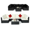 7 Pieces Sectional Wicker Furniture Sofa Set with Tempered Glass Top-Red