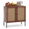 Kitchen Sideboard with 2 Rattan Doors and Adjustable Shelf