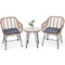 3 Pieces Patio Rattan Bistro Set with Cushion