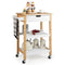 3-Tier Kitchen Island Cart Rolling Service Trolley with Bamboo Top