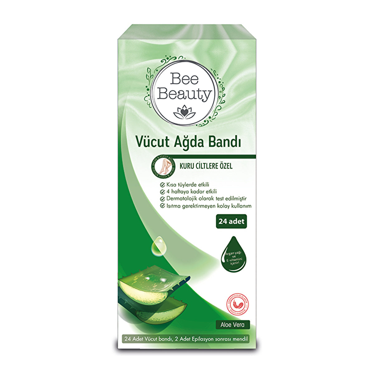 Bee Beauty Body Wax Strips Aloe Vera 24-Pack - For Sensitive Skin