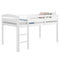 Wooden Twin Low Loft Bunk Bed with Guard Rail and Ladder
