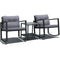 3 Pieces Cushioned Patio Rattan Set with Rocking Chair and Table-Black