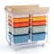 10-Drawer Rolling Cart with Wooden Tabletop and Lockable Wheels for Office