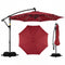 10 FT Solar LED Offset Cantilever Patio Umbrella Hanging Outdoor Market Umbrella
