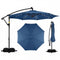 10 FT Solar LED Offset Cantilever Patio Umbrella Hanging Outdoor Market Umbrella