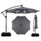 10 FT Solar LED Offset Cantilever Patio Umbrella Hanging Outdoor Market Umbrella