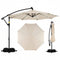 10 Feet Solar Offset Hanging Umbrella with Base and 32 LED Lights