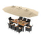 10 Piece Outdoor Dining Set with 15 Feet Double-Sided Twin Umbrella
