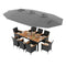 10 Piece Outdoor Dining Set with 15 Feet Double-Sided Twin Umbrella