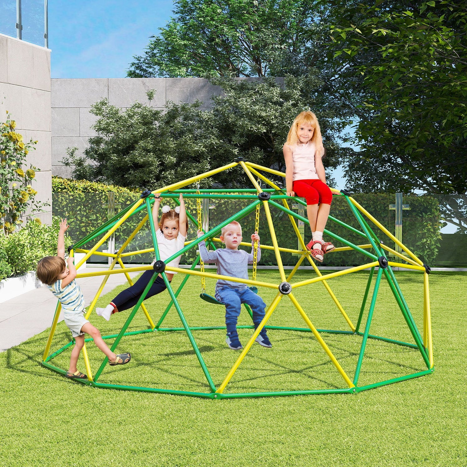 10 Feet Dome Climber with Swing and 800 Lbs Load Capacity