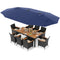 11 Pieces Patio Dining Set with LED Patio Umbrella with Base and Seat Cushions (Beige)