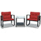 3 Pieces Cushioned Patio Rattan Set with Rocking Chair and Table-Black