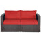2 Pieces Patio Rattan Sectional Conversation Sofa Set-Beige