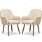 Set of 2 Fabric Upholstered Accent Chairs with Wooden Legs
