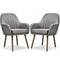 Set of 2 Fabric Upholstered Accent Chairs with Wooden Legs