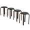 Set of 4 Bentwood Round Stool Stackable Dining Chairs with Padded Seat