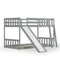 Twin over Twin Bunk Wooden Low Bed with Slide Ladder for Kids