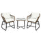 3 Pieces Patio Rattan Bistro Set Cushioned Chair Glass Table Deck