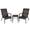 3 Pieces Patio Rattan Bistro Set with High Backrest and Armrest
