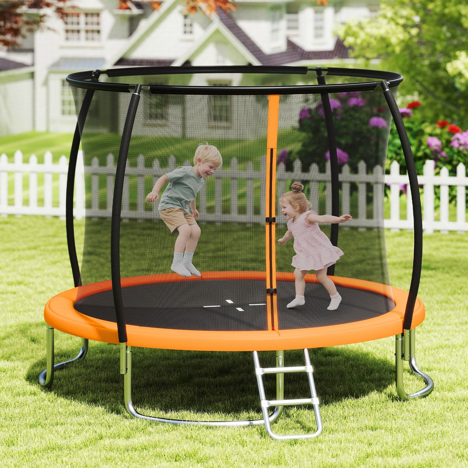 12FT Outdoor Trampoline Heavy-Duty Recreational Trampoline with Safety Enclosure Net
