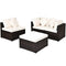 4 Pieces Ottoman Garden Patio Rattan Wicker Furniture Set with Cushion-Gray