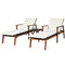 3 Pieces Portable Patio Cushioned Rattan Lounge Chair Set with Folding Table