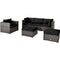 6 Pcs Patio Rattan Furniture Set with Sectional Cushion