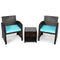 3 Pieces PE Rattan Wicker Furniture Set with Cushion Sofa Coffee Table for Garden