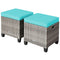 2 Pieces Patio Rattan Ottoman Seat with Removable Cushions-Navy