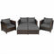 5 Pieces Patio Cushioned Rattan Furniture Set