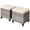 2 Pieces Patio Rattan Ottoman Seat with Removable Cushions-Navy