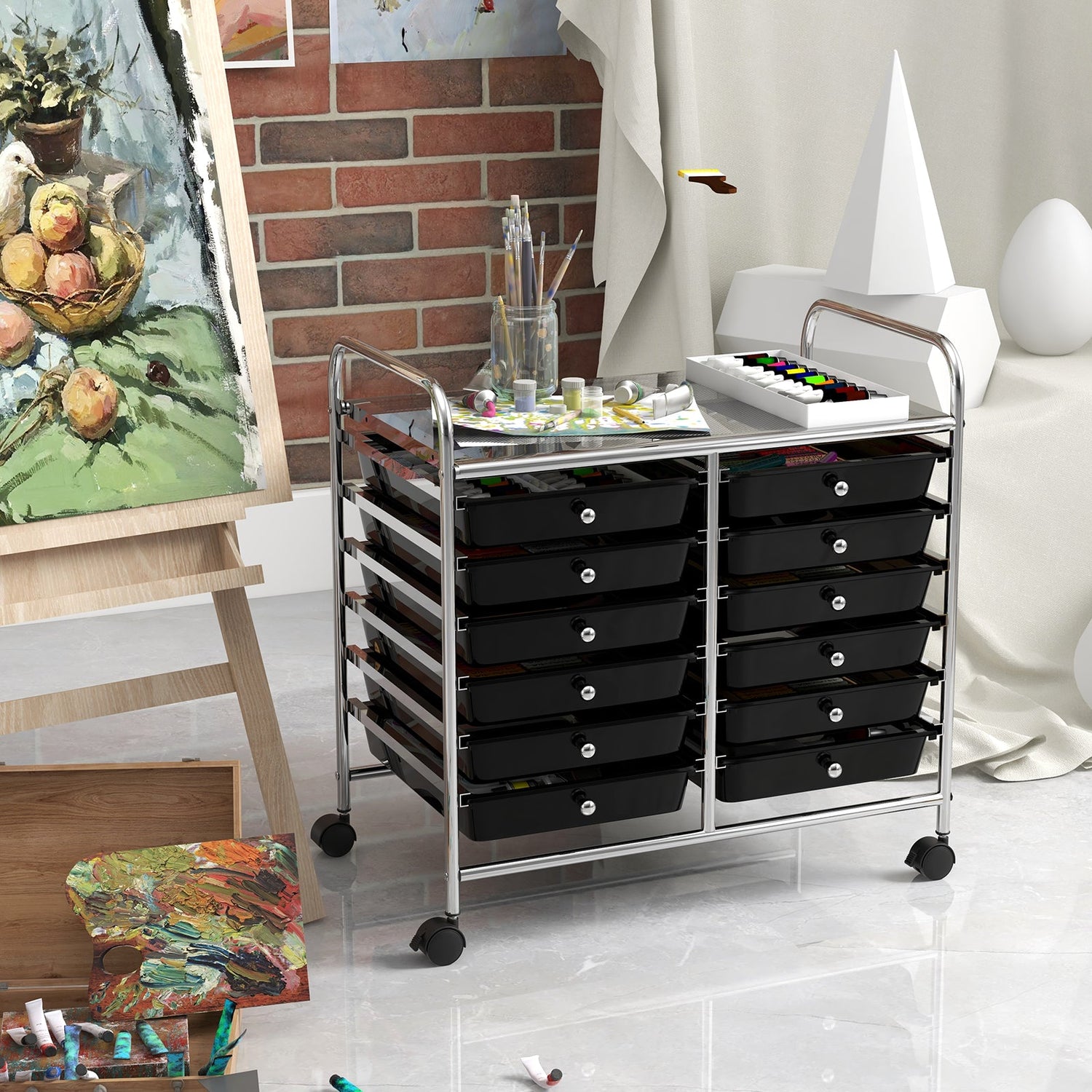 12 Drawers Rolling Storage Cart for Home and Office