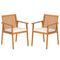 2 Pieces Patio Dining Chairs Outdoor Acacia Wood Chairs with Removable Padded Cushion