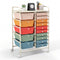 15-Drawer Utility Rolling Cart with Drawers Multi-Use Storage-Icecream Multicolor