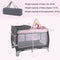 3-in-1 Portable Baby Playard with Zippered Door and Toy Bar