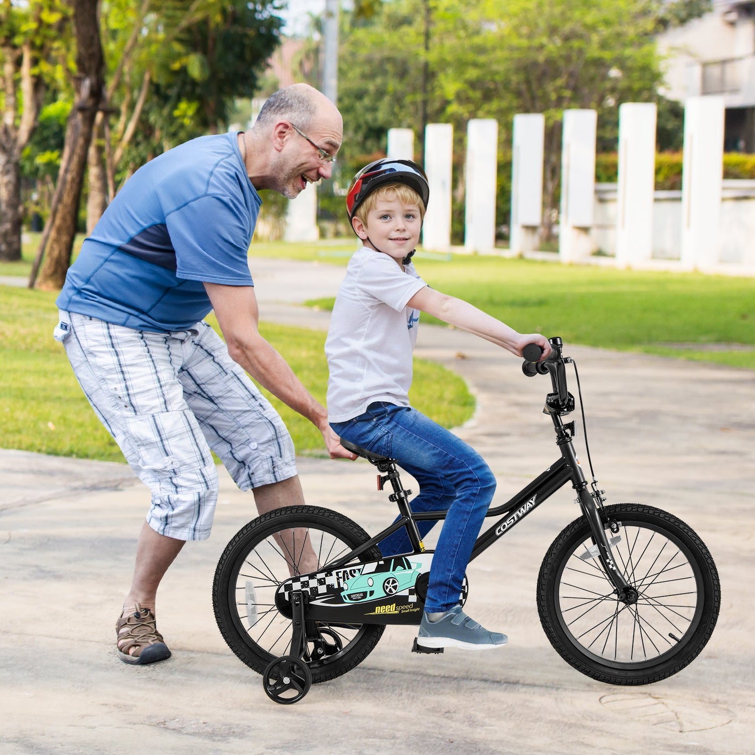 18 Inch Kids Bike Adjustable for 4-8 Years Old with Low-Step Frame