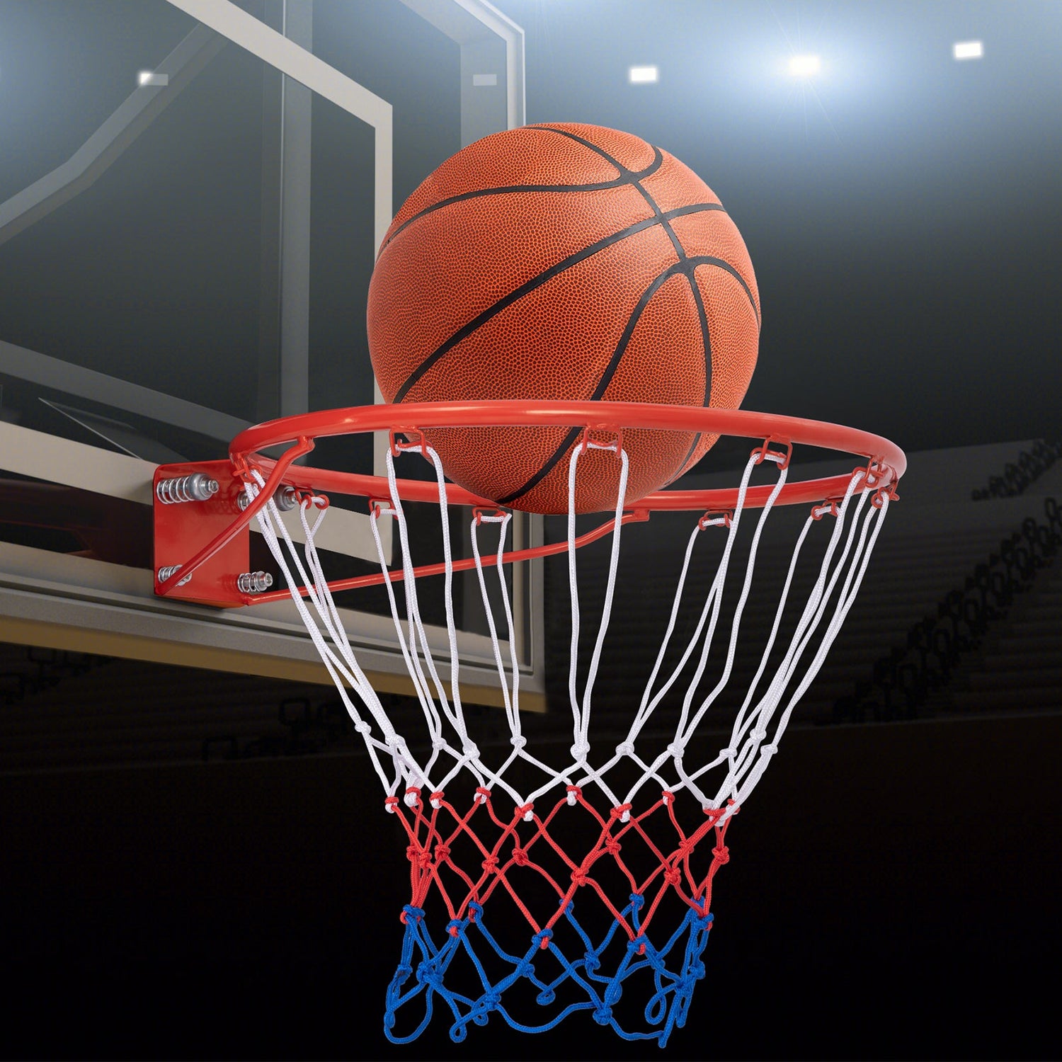 18 Inch Basketball Rim Goal Replacement with All Weather Net and Mounting Hardware