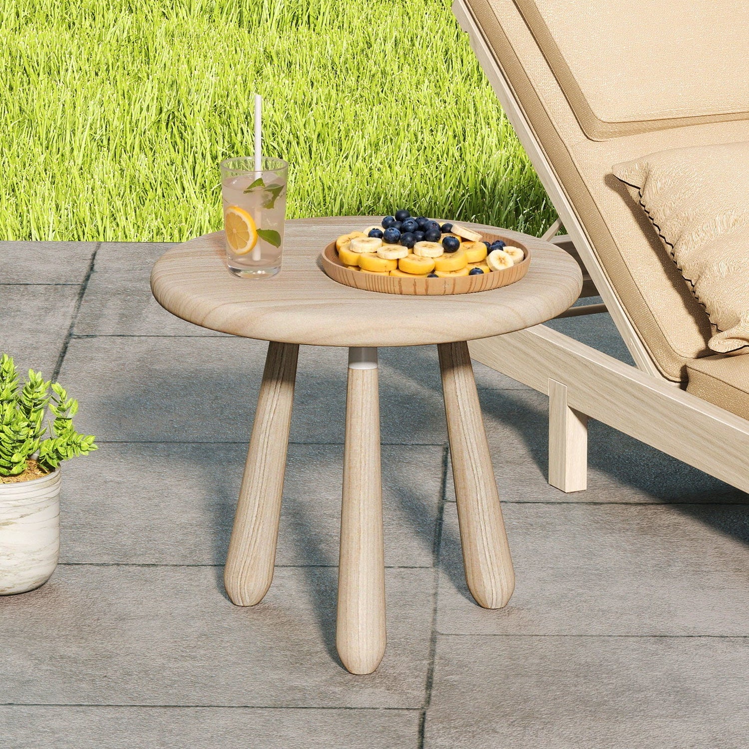 18 Inch Outdoor Mahogany Wood Side Table with Thickened Board