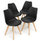 Set of 4 Dining Chairs Mid-Century Modern Shell PU Seat with Wooden Legs