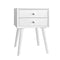 Wooden Nightstand Mid-Century End Side Table with 2 Storage Drawers