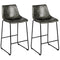 Set of 2 Bar Stool Faux Suede Upholstered Chairs