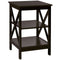 3-Tier Nightstand End Table with X Design Storage