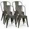 4 Pieces Tolix Style Metal Dining Side Chair Stackable Wood Seat