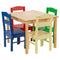 5 pcs Kids Pine Wood Table Chair Set