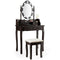 Makeup Vanity Dressing Table Set with Dimmable Bulbs Cushioned Stool